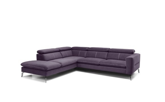 A functional, stylish corner sofa in a modern style for your home in purple luxury upholstery
