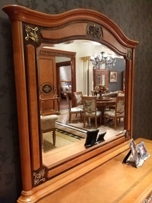 Dressing table + Mirror Elegant Sideboard Bedroom Chest of drawers Baroque Rococo 2-piece set