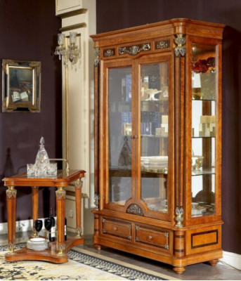 Elegant display case antique style baroque rococo wardrobe showcase living room glass new