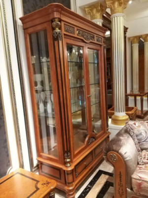 Display case Glass Wardrobe Living room Shop window 2-piece showcases Baroque Rococo