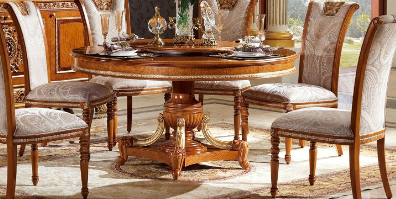 Round Table Round Table Tables Wooden Table Wood Baroque Rococo Classic r Dining table