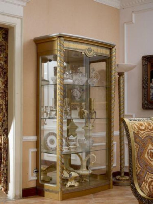 Display case Showcases Wardrobe Glass cabinet Living room Shelf Baroque Rococo Real Wood