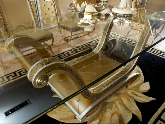 Classic r Designer XXL Big Table Glass Table Tables Dining room Baroque Rococo new
