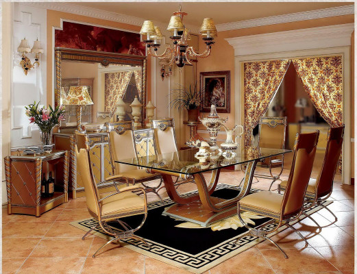 Classic r Designer XXL Big Table Glass Table Tables Dining room Baroque Rococo new