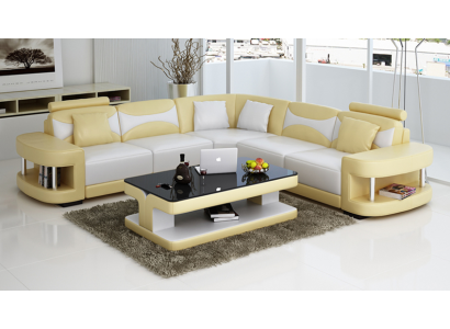 Design Corner sofa Leather Sofa Couch Upholstery Corner Seat Living landscape Suite