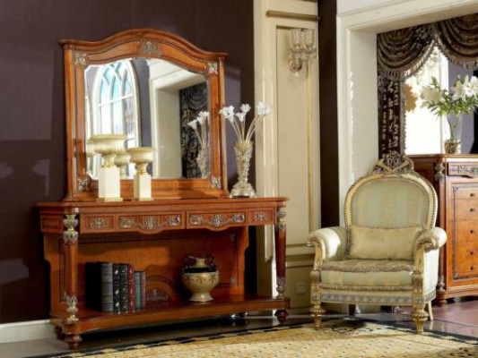 Chest of drawers Display case Console Living room Chest of drawers Sideboard with Mirror Baroque Rococo