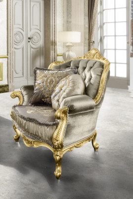 Armchair Relax Fabric Lounge Club Upholstery Design Couch Sofa Seater Luxury Gold new