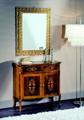 Chest of drawers Wood Furniture Baroque with Mirror Luxury Italian Furniture 2-piece Suite