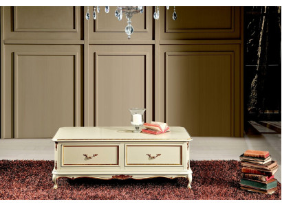 Wood Italian Furniture Baroque Style Luxury White Coffee table Living room Table new