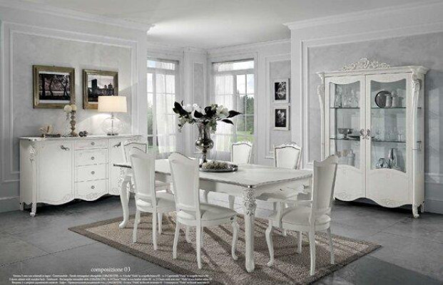 Dining table Real wood Furniture White Table Dining room Classic Dining tables Tables Wood