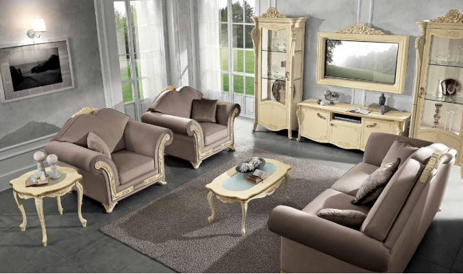 tv Wardrobe Wood TV cabinet Wall unit Living room Classic Design Set 2pcs. Beige new