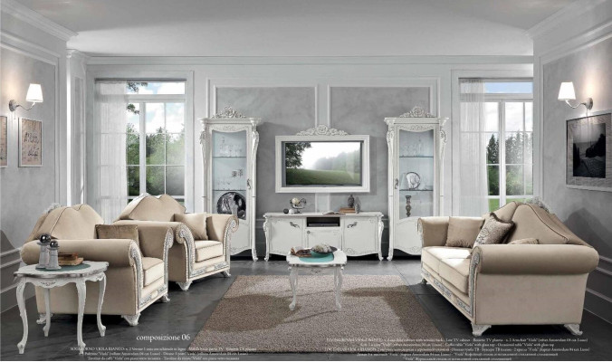 tv Wardrobe Wood TV-cabinet Display case Living room Wall unit Design Bizzotto Set 2pcs. White
