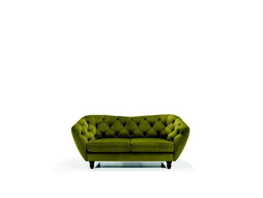 Three-seater sofa with luxurious Chesterfield backrest in an elegant shade of green