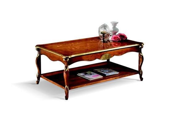 Design Wood Italian Furniture Baroque Style Brown Coffee table Living room Table new