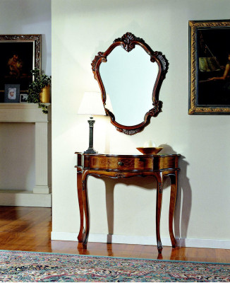 Furniture Style Baroque Console table Mirror Wood Italian Tables Consoles 2pcs.