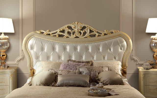 Double bed Bed Luxury Beds Wood Bed frame e Bed frame Beige Design Modern