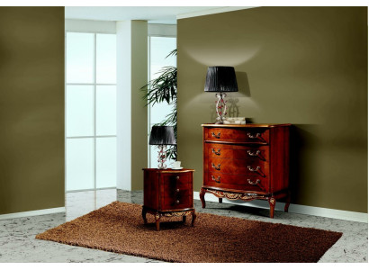 Italian Baroque Furniture Bedside table Bedroom Small Chest of drawers Wood Brown new