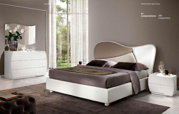 Luxury Double Bed frame e Bed White Double bed Leather Wood Modern Design new