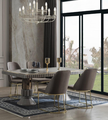 Suite Dining set Dining room Dining table Luxury Chairs Dining area Gray 7 pieces