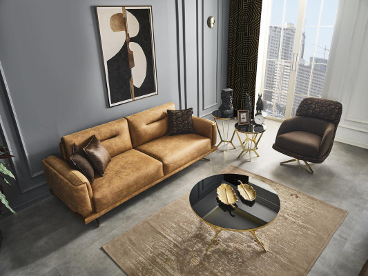 Sofa set Complete e Sofa 31 Seat Armchair Imitation leather Brown Set 2 pieces