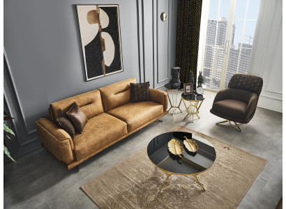 Sofa set Complete e Sofa 31 Seat Armchair Imitation leather Brown Set 2 pieces