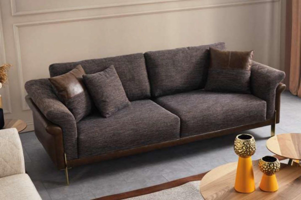 Sofa set Sofa 3 Seater Gray Armchair Living room Furniture Luxury Design