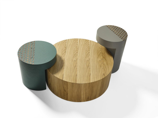 Side table Coffee tables Coffee table Round Tables Brown Luxury Table 3pcs