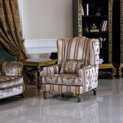 Wing Chair Armchair Classic r Baroque Rococo Antique Style Sofa TV Couch