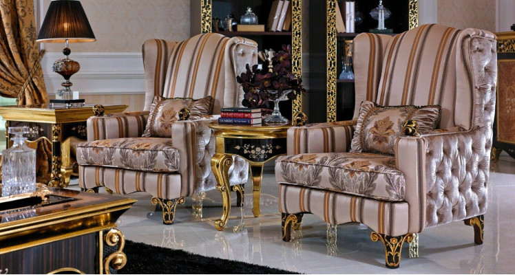 Wing Chair Armchair Classic r Baroque Rococo Antique Style Sofa TV Couch