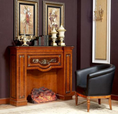 Real Wood Decoration Fireplace Baroque Rococo Antique Style Console