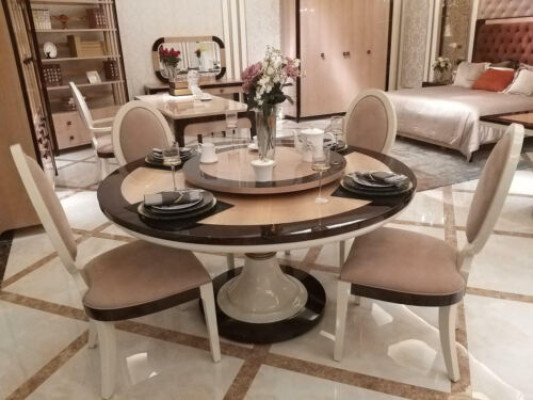 Round Dining room Round Designer Table Wood Round Tables High Gloss 150cm Furniture