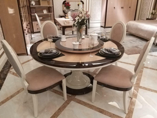 Round Dining room Round Designer Table Wood Round Tables High Gloss 150cm Furniture
