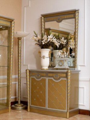 XXL Chest of drawers Buffet Sideboard + Mirror Chests of drawers Wood Big Baroque Rococo Classic