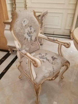 Armchair Chair Tron Armchair Set Dining room Designer Wood Antique Style Baroque Rococo