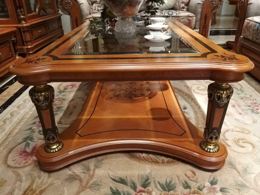 Baroque Rococo Extra Class Coffee table Wood Table Decorative Side Sofa Couch