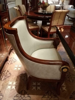 Dining room Chair 1 Seater Armchair Deco Wood Luxury Class Rococo Baroque Furniture