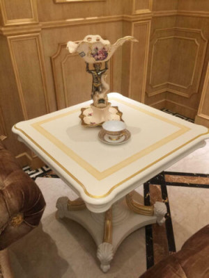 Antique Style Baroque Rococo Wood Living room Design Table Classic Tables