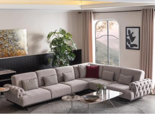 Corner sofa 2x Coffee table Corner Suite Table Living landscape L-shape Furniture