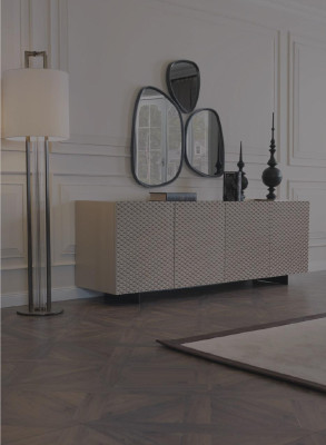Dining table Table 4x Chairs Sideboard Mirror 7tlg Design Group Suite