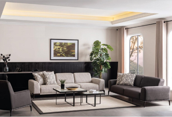Sofa 3 Seater Brown Sofas Style Luxury Living room Modern Design Upholstery