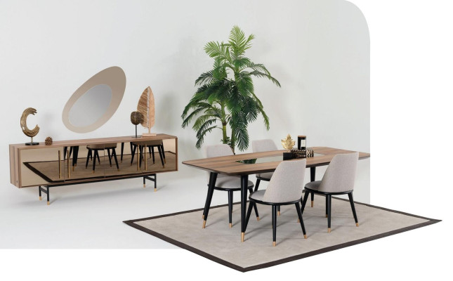 Dining table 4 x chairs Dining room set Dining set Wood Table 5 pieces. Group