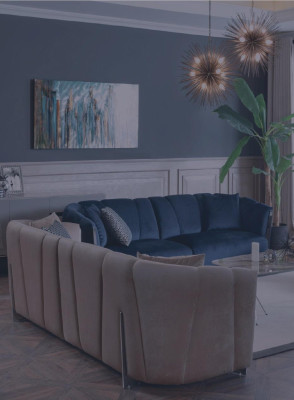 Living room Sofa Couch Designer Textile Seat Upholstery Design Blue