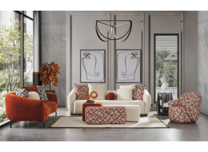 Sofa set 431 seater 3x stool set design sofas upholstery modern 6 pieces