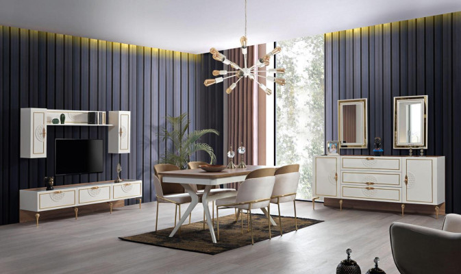 Dining room Set Suite Table 4x Chairs Sideboard 2x Mirror Wall unit 11pcs.