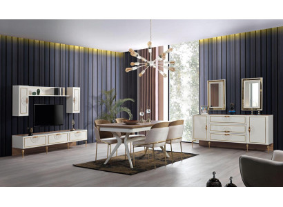 Dining room Set Suite Table 4x Chairs Sideboard 2x Mirror Wall unit 11pcs.