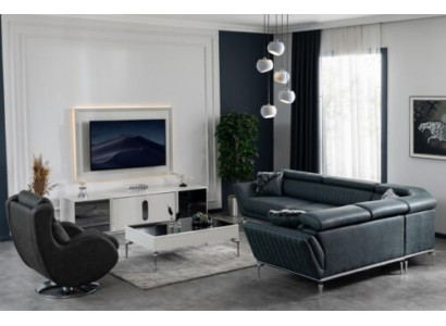 Complete's Set Living room Suite Corner sofa TV-cabinet Coffee table Armchair 4-piece.