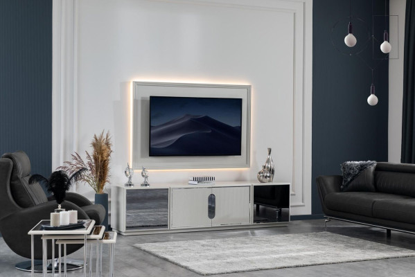 Complete's Set Living room Suite Corner sofa TV-cabinet Coffee table Armchair 4-piece.