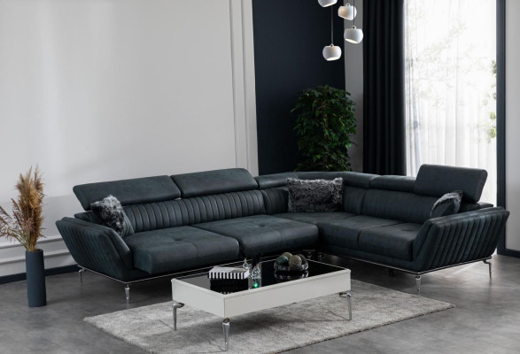 Living room Set Corner sofa L-shape TV lowboard TV wall Suite Design