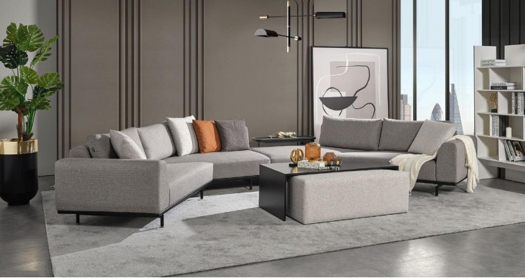 Corner sofa Sofa Couch Textile Living landscape Luxury Furniture U-shape Coffee table