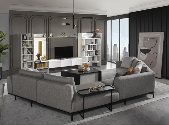 Corner sofa Sofa Couch Textile Living landscape Luxury Furniture U-shape Coffee table